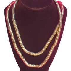 48″ Brutalist Articulated Necklace Modernist Gold Metal Snake Coil Necklace
