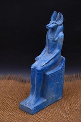 EGYPTIAN ANTIQUE STATUE RARE EGYPTIAN ANTIQUITIES OF GOD ANUBIS PHARAONIC BC