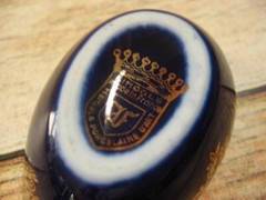 Limoges Porcelain Castel Egg Trinket Dish Colbalt Blue Gold France
