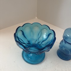Assorted Vintage Blue And Cobalt Blue Glass Lot Of 8 See Description Below ￼