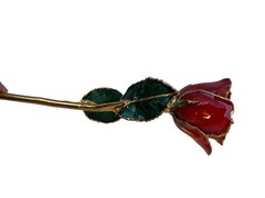 24K Gold Dipped Red Forever Rose Preserved Flower w/ Original Box Romantic