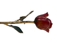 24K Gold Dipped Red Forever Rose Preserved Flower w/ Original Box Romantic