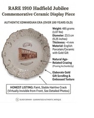 Rare Antique 1910 Hadfield Jubilee Plate Edwardian British Commemorative Ceramic