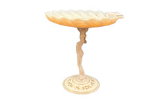Cambridge Crown Tuscan Pink Peach Milk Glass Venus Stem Shell Boudoir Dish