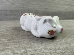 VINTAGE AVON Ceramic Pig Pomander PAMPERED PIGLET 1978 Ceramarte Sachet