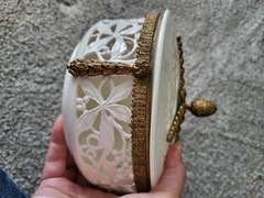 Max Roesler Rodach porcelain and brass lidded bowl reticulated Germany 4935/3
