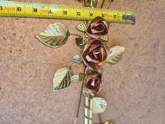 Vintage Homco Copper Brass Rose Ribbon Hanging Wall Art Swag 27” MCM Decor USA