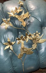 Vintage MCM Metal Hummingbird & Flower 3D Wall Art Decor – Homco