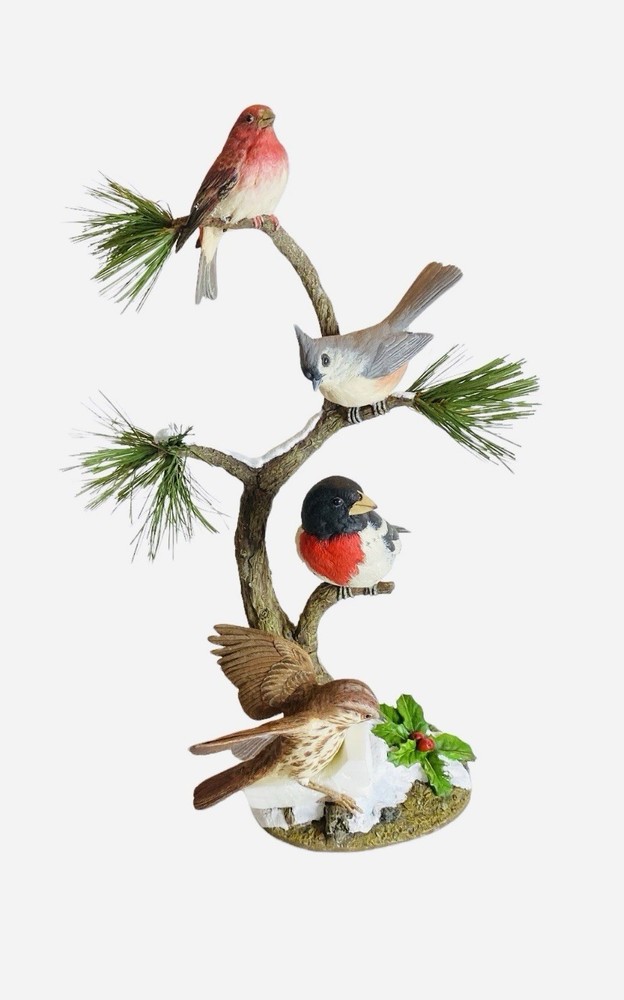 Vintage Danbury Mint National Geographic WINTER QUARTET Bird Figurine Statue 16″