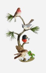 Vintage Danbury Mint National Geographic WINTER QUARTET Bird Figurine Statue 16″