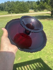 Vintage Avon 1876 Cape Cod Ruby Red Glass Pedestal Cake Plate Stand