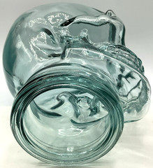 Aqua Blue Life-Size Glass Human Skull Mannequin Head Halloween Horror Goth Jar