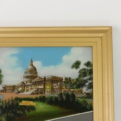 Antique US Capitol Reverse Painting on Glass Mother of Pearl Dunham Specialty NY