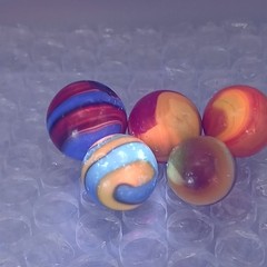 .57″-.72″ Vintage Akro Agate Corkscrew Marble Lot of 5 (Good)- #Q144