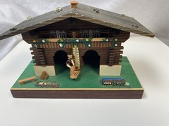 Vintage Swiss Souvenir Thermometer People miniature house chalet JOBIN RB
