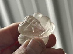 INCREDIBLE CLEAR QUARTZ DUAL JAGUAR EFFIGY PRE-COLUMBIAN PENDANT, MEXICO, COA