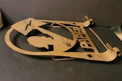 Art Deco 1930s Tin Newspaper Boy Lightning Bolt Collapsible Rack Feet Gold Paint