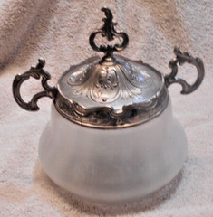 Art Nouveau Satin Glass Biscuit Barrell with Lid