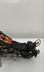 Vintage Motorcycle Metal Art Handcrafted Black Yellow Flame Great Condition 12″