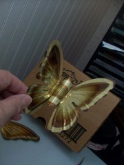 Set 3 vintage Home Interiors brass bronze tone metal butterflies wall decor OBOX
