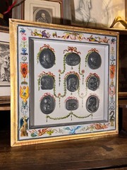 Renaissance Revival Grotesche Painted Frame With Neoclassical Grand Tour Intagli