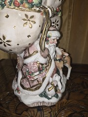 Rare Fitz And Floyd “Snowy Woods Footed Compote” Santa & Animals Centerpiece