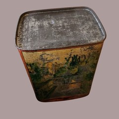 Edwardian “Early Bird Inn” Village Scene Tea Caddy (c.1910–1925)
