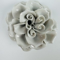 Chive France Collection Limoges Gray White Ceramic Flowers Set of 4 Vintage #4