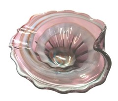 Vintage MCM Art Glass Amethyst Lavender Swirl Heart Bowl Ruffled Hand-Blown Dish