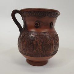 Vintage Greek Souvenir Pottery Set 4 Terracotta Relief Bowls Pitcher Jar Greece