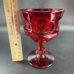 Fostoria Argus Ruby Red Water Goblet Heavy Champagne Glasses Cups Set 2 VTG
