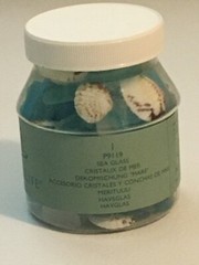 EUC PartyLite 10 oz Decorative Blue Sea Glass Shells Real Seashells Original Box