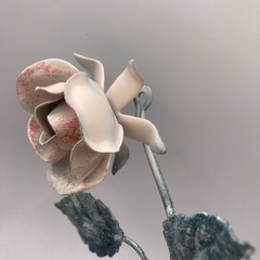 VTG 1980s Italian Tole Rose Wall Hook Made in Italy Painted Metal Floral Hook