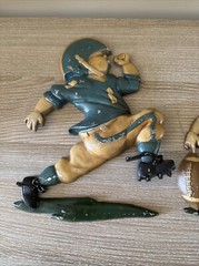 Vintage Homco Sexton 1970s Cast Aluminum Football Set of 3 Wall Hanging Plaques
