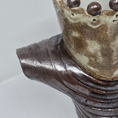 Handmade Studio Pottery Sculptural Vase Textured Brutalist Stoneware Art Vessel