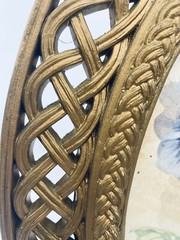 Homco Gold Lattice Frame Fran Anderson Vintage Floral Print Cottagecore Frame
