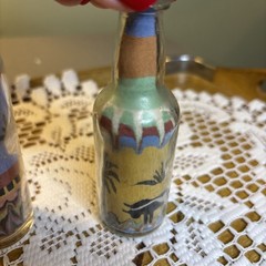 Pair Of Colorful Miniature Sand Art Bottles Handmade Brazil? Vintage