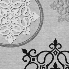 5′ X 8′ Gray Black And White Floral Medallion Washable Rug