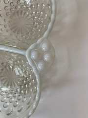 Vintage Anchor Hocking Moonstone milk white and clear candy dish