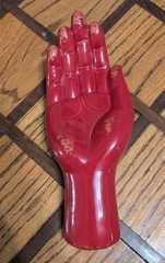 Ceramic Sculpture Red Hand And Wrist Trinket Dish” Caught Red-handed”