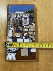 Mid Century Greece Parthenon Art Wall Décor Tile Terracotta by Angelo Tsakirakis