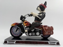 Danbury Mint Bad to the Bone Dog Riding Motorcycle Boston Terrier Rare