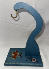 Vintage Norwegian Hand Painted Rosemaling Blue Wood Banana Holder Signed Norsk