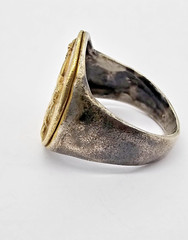 300 BC Ancient Roman Greek High Carat GOLD Silver Ring Erotic Motive Artifact