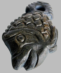 300 BC Ancient Carved Engraved Gemstone Pendant Medallion Amulet Fish