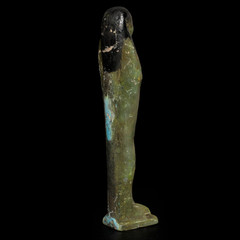 Ancient Egyptian Antiques Ushabti Hieroglyphs Faience Green Burial Figure BC