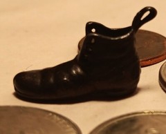 VICTORIAN BOOT charm vtg goth metal black shoe bracelet pendant jewelry
