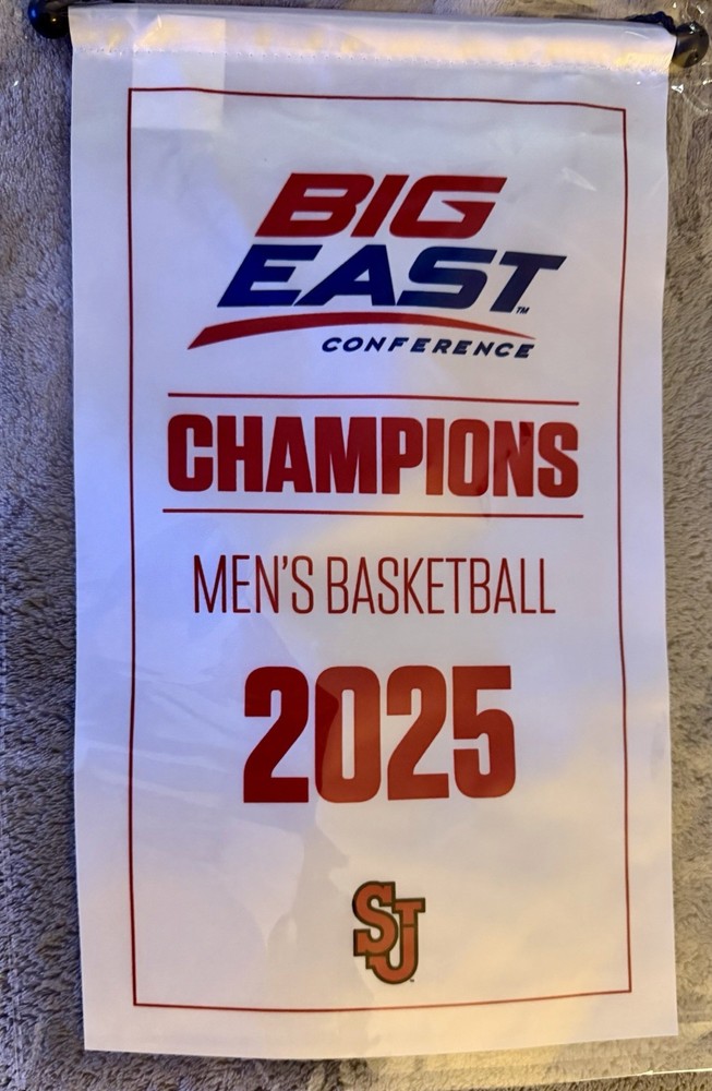 ST JOHNS BIG EAST CHAMPIONS REPLICA BANNER SGA 2025 RED STORM BASKETBALL NY