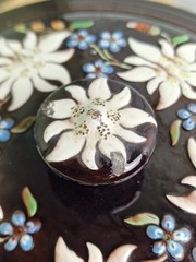 Antique Swiss Thoune Lidded Pot Edelweiss Design Signed For Restoration