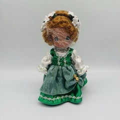 PRECIOUS MOMENTS Vinyl Doll IRELAND Irish Traditional Green White Dress